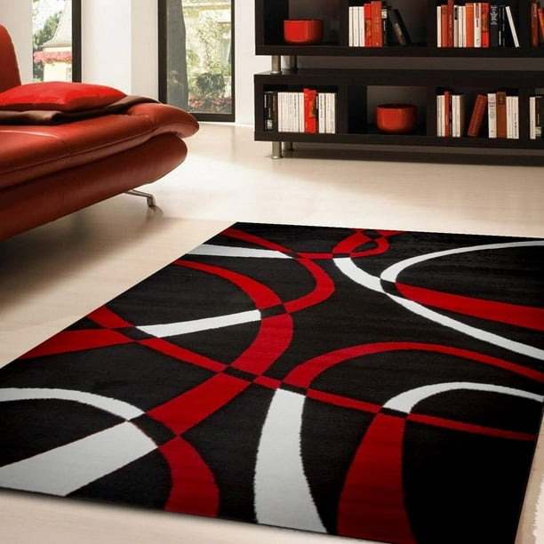 Katelynn Area Rug F 7500 Black Red 8 X, Red And Black Area Rugs For Living Room