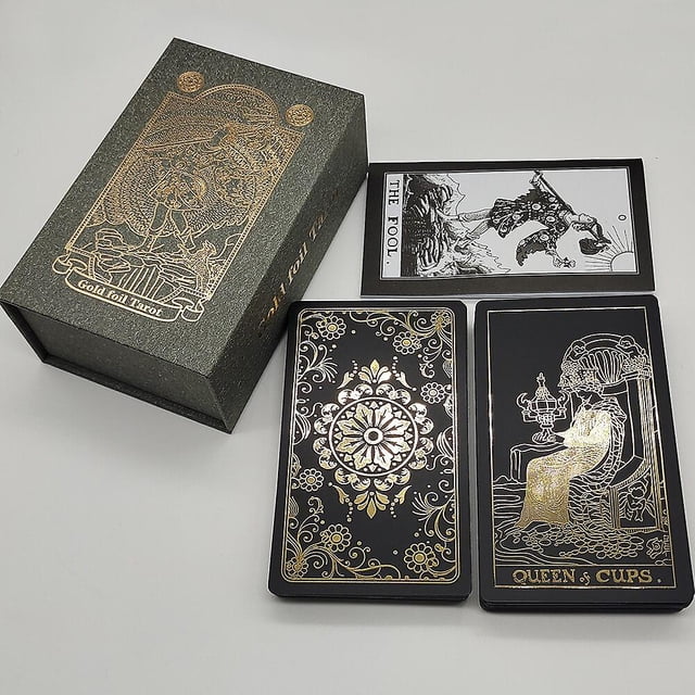 Nuevo jinete de plástico estampado en caliente hoja de oro tarot exquisito juego de mesa tarjetas de adivinación para colección