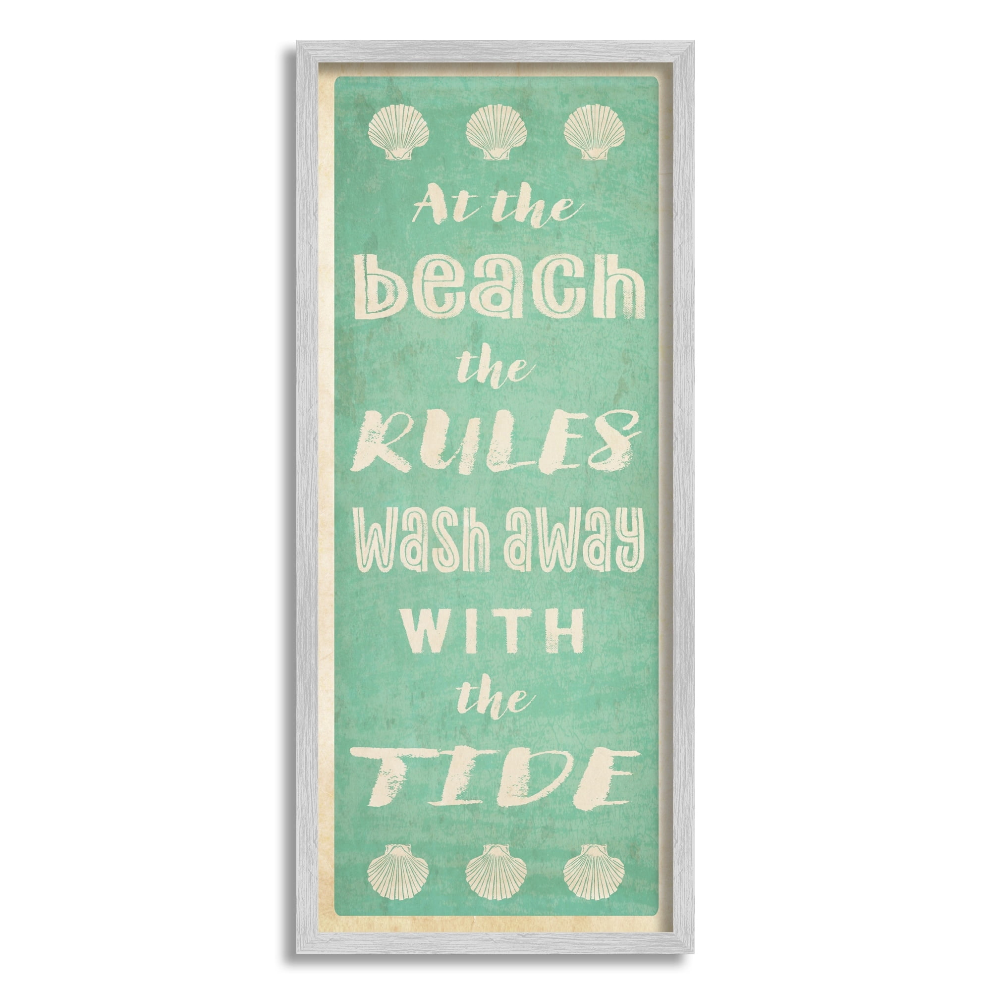 Stupell Industries Beach Rules Rustic Ocean Tide Phrase Sign Graphic Art Gray Framed Art Print Wall Art, Design by Graffitee Studios