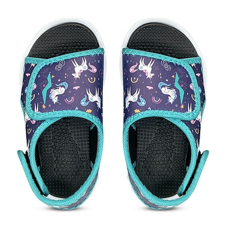 

NORTY Toddler Girls Female Adjustable Ankle Strap Sport Sandals Jade Unicorns