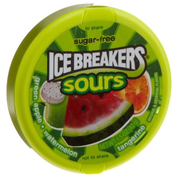 Ice Breakers Sours ( Green Apple, Tangerine, Watermelon), 1.5-Ounce Canisters (Pack of 16)