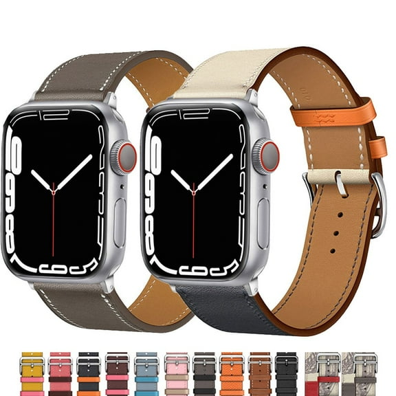 LEIXIUER UP Leather Strap Compatible with Apple Watch Bands 44mm 45mm 40mm 38mm 42mm 41mm Ultra 49mm iWatch Band Series 9 8 7 SE 6 5 4 3 2 1 Top ArtificialLeather Wristband Single Tour Bracelet