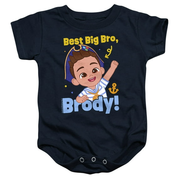 Bebefinn Best Big Bro Brody Unisex Infant Snap Suit for Baby, Navy, Small
