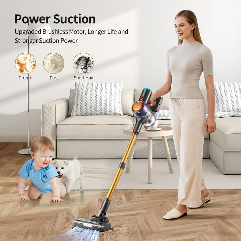 Moolan Cordless Vacuum Cleaner 22Kpa Stick Vacuum with LED Screen Rechargeable Vacuum Cleaner for Hardwood Carpet Pet Hair New