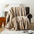 thumbnail image 3 of Battilo Luxury Striped Faux Fur Blanket, Soft Cozy Warm Mink Faux Fur Blanket for Couch, Sofa, Chair, Bed, Plush Fuzzy Faux Fur Throw Blanket for Home Decor 50"x60" (Yellow & Grey), 3 of 6