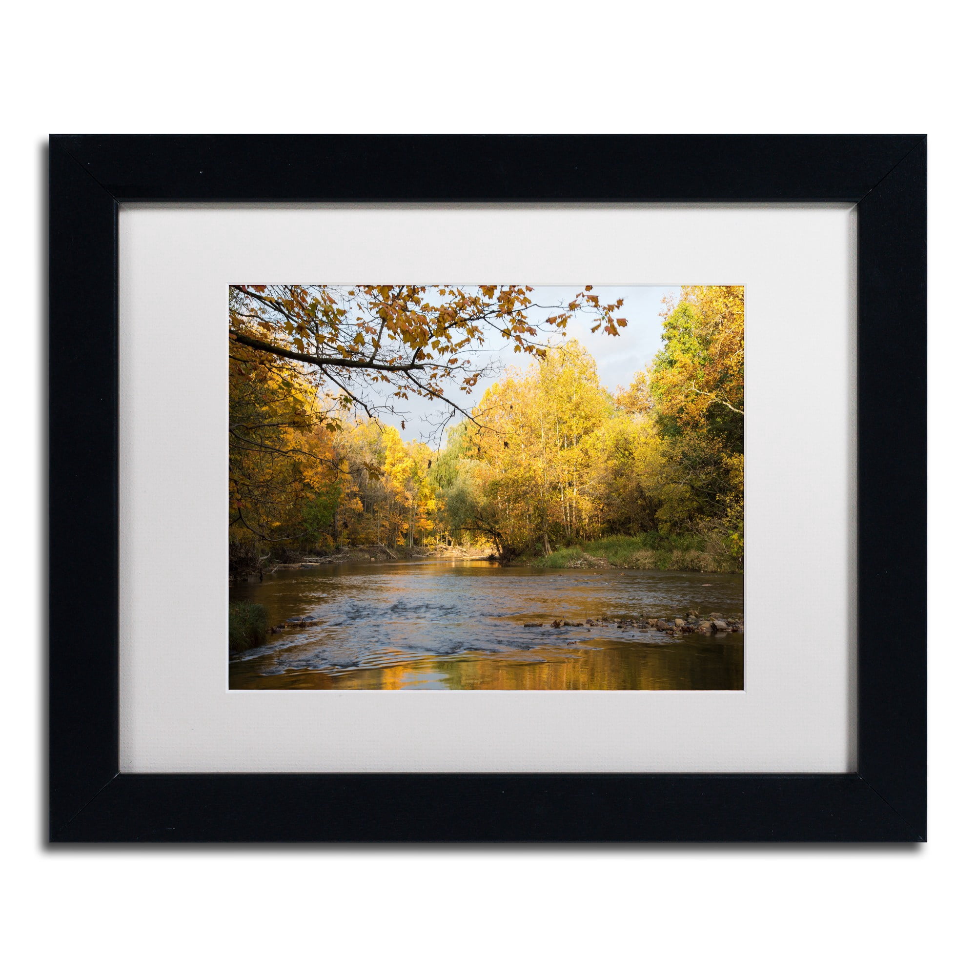 Trademark Fine Art Kurt Shaffer 'Golden Autumn River' 16 x 20 Framed Art Print (KS01036-B1620MF)