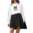 thumbnail image 1 of Pisexur Robes de Noël pour Femmes Mode Imprimé Noël Robes de Vacances Décontractées Col Rond Manches Longues Robe Fluide à Étages Mini Robe de Fête, 1 of 4