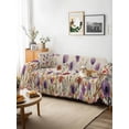 thumbnail image 3 of Purple Red Spring Floral Couch Cover Sofa Covers 3 Cushion Sectional Couch, Watercolor Botanical Summer Flowers Washable Sofa Covers Slipcover Sectional Sofa Cover, Furniture Protector 71"x150", 3 of 9