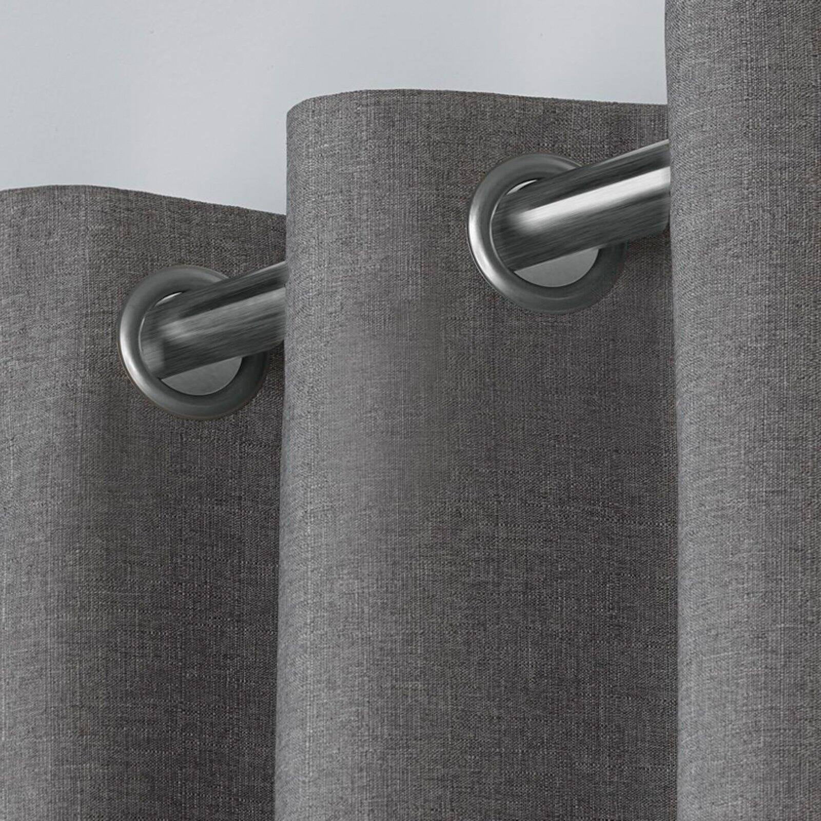 Exclusive Home London Textured Linen Room Darkening Blackout Grommet Top Curtain Panel Pair, 54"x96", Winter White