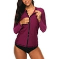 thumbnail image 1 of Alove Women's Solid Zipper Front Rash Guard Long Sleeve Swimsuit Shirt Top UPF 50+, 1 of 7