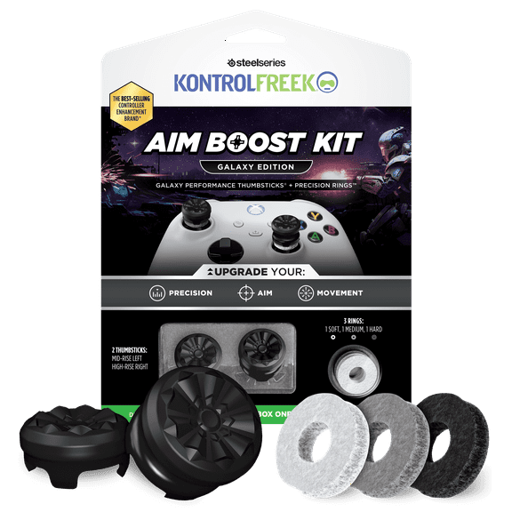 KontrolFreek Aim Boost Kit for Xbox One and Xbox Series X Controller | Includes Performance Thumbsticks and Precision Rings | Black Galaxy Edition