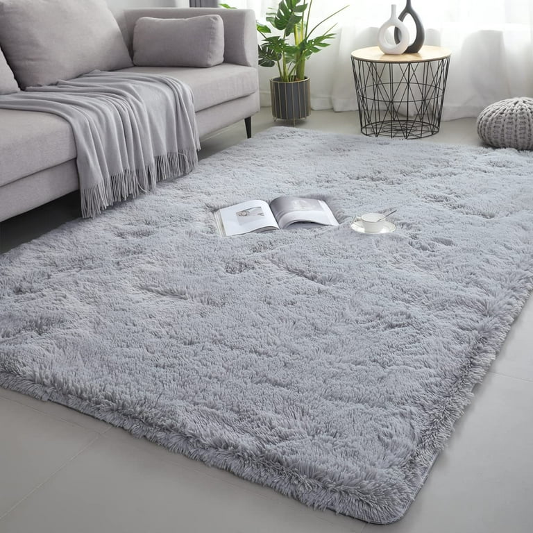 Reduced！4X6 Feet Grey Fluffy Shaggy Area Rugs For Bedroom Living Room Ultra  Soft Fluffy Throw Carpets For Girls Boys Kids Play Room Modern Home Decor  Soft Fluffy Rugs (4X6 Feet, Grey) 