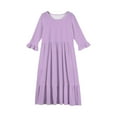 thumbnail image 4 of Inglocry Girls Maxi Dress Crew Neck A-line Loose Flowy Tiered Holiday Casual Dresses with Pockets for 5-14 Years Light Purple 4-5Year, 4 of 4