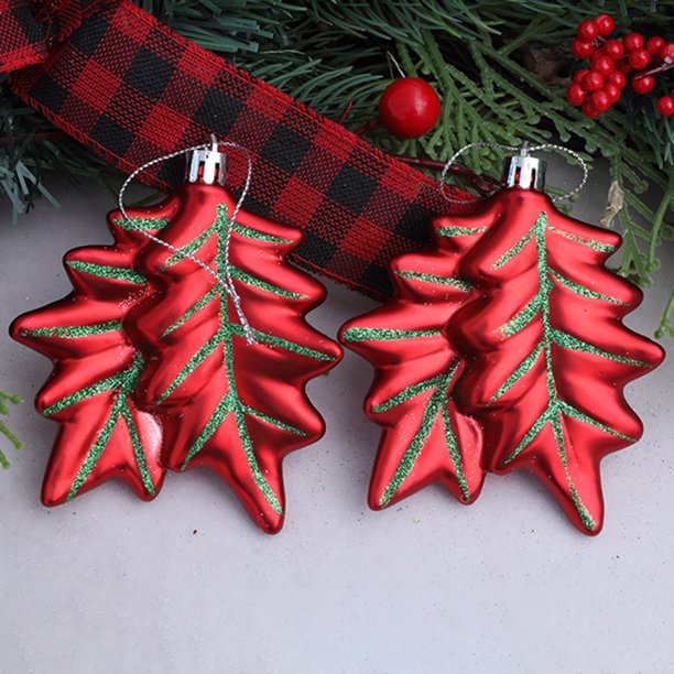 Adorno colgante de árbol de Navidad 2 Pack | Accesorios decorativos ligeros para el coche y el hogar | Diseño Rojo Festivo, Fácil Fijación de Cordón | Decoración navideña duradera para ventanas,