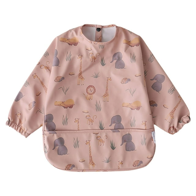 MIASHUI Baby Long Sleeve Bib Cartoon Print Toddlers Soft Bib Outfit