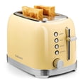 thumbnail image 1 of Tostadora retro Culinaid de 2 rebanadas con ranuras anchas de 1,5" en color amarillo, 1 of 8