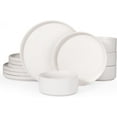thumbnail image 1 of Richmount Star Dinnerware Sets, Plates and Bowls Set for 4, 12 Piece Dish Set, Ribbed, Full Glaze Matte White, 1 of 8