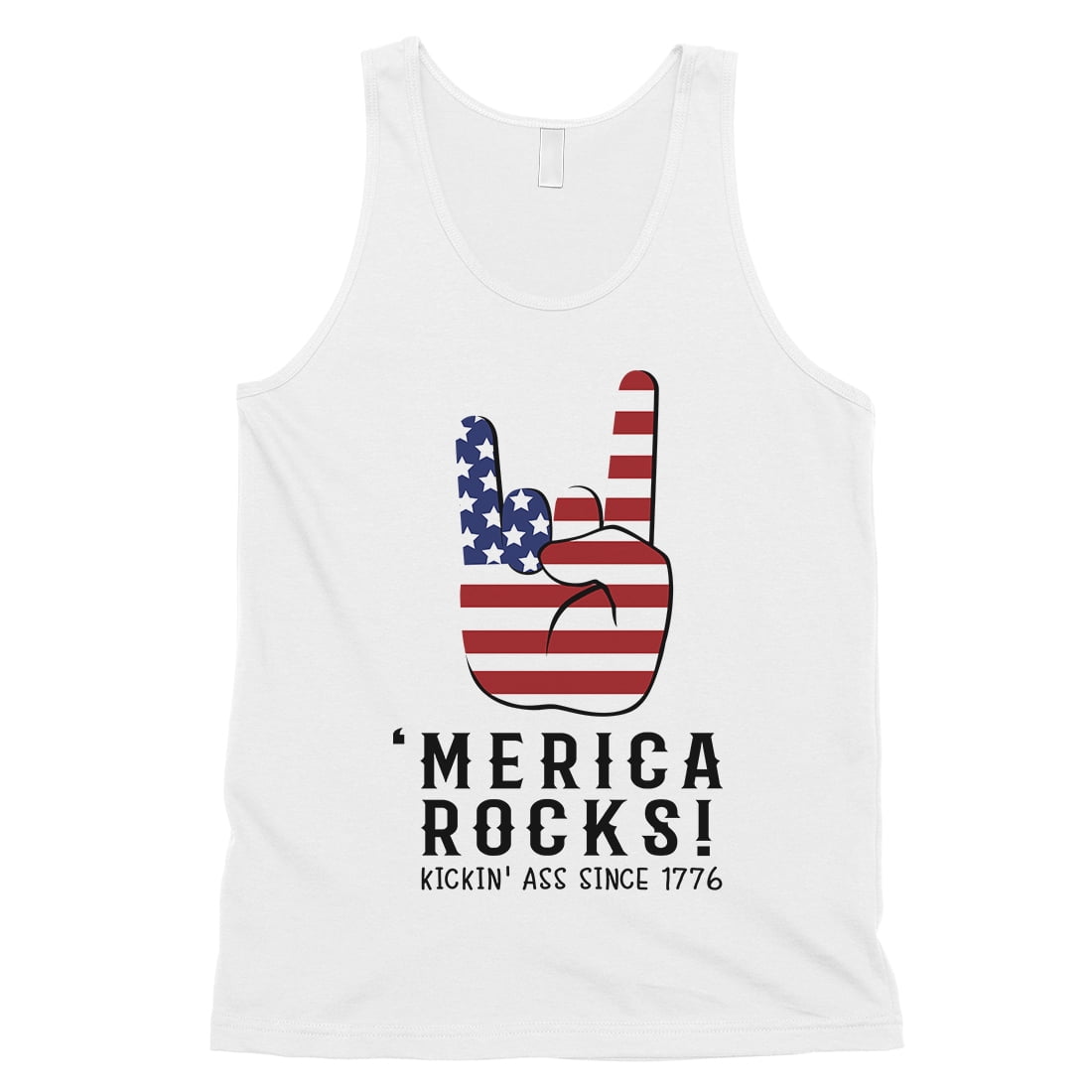 365 Printing Merica Rocks Mens White Funny 4th Of July Tank Top