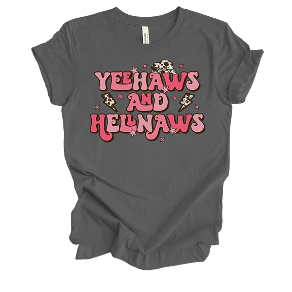 Trenz Shirt Company Womens Funny Cute Yee Haws And Hell Naws Country Ladies Short Sleeve T-Shirt-Asphalt-4X-Large