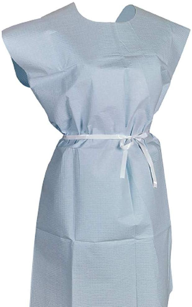 Patient Exam Gowns. Pack of 50 Adult Disposable Gowns 30 x 42. Blue