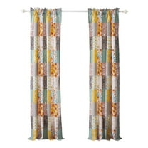 Benjara BM294292 84 in. Brushed Microfiber & Multicolor Patchwork Turin Window Curtains, Multi Color