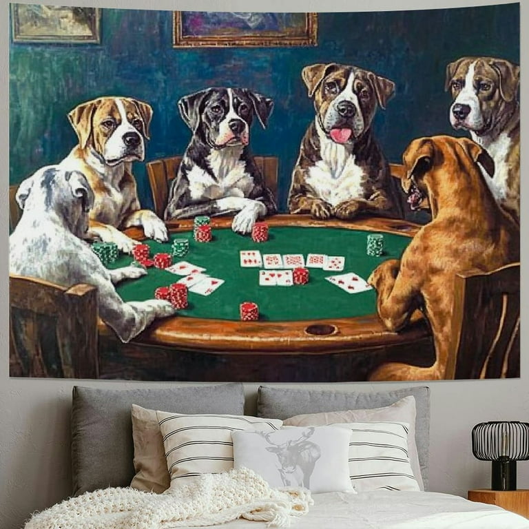 FUMJ DOGS PLAYING POKER Flag Tapestries Poker Wall Tapestry Dogs Wall Hanging Flag 60x50inch Walmart