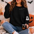 thumbnail image 6 of GILIGEGE Spooky Season Sweatshirts for Women,Cute Ghost Sleeve Crewneck Pullover Halloween Sweatshirt,Vintage Salem Witch Graphic Pullover,Casual Long Sleeve Tops,fall fashion must haves Black 3XL, 6 of 8