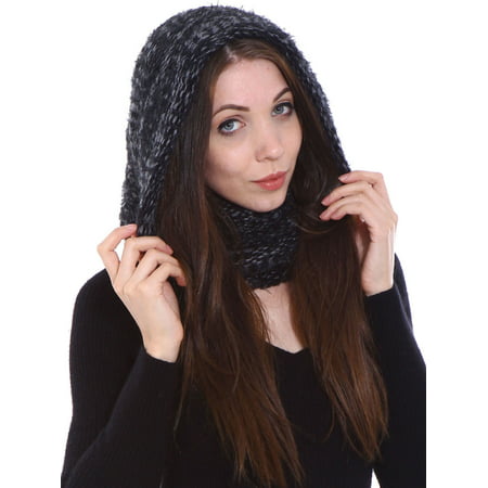 Women's Winter Knit Neck Warmers Fuzzy Cowl Snood Infinity Scarves, Cap/Scarf