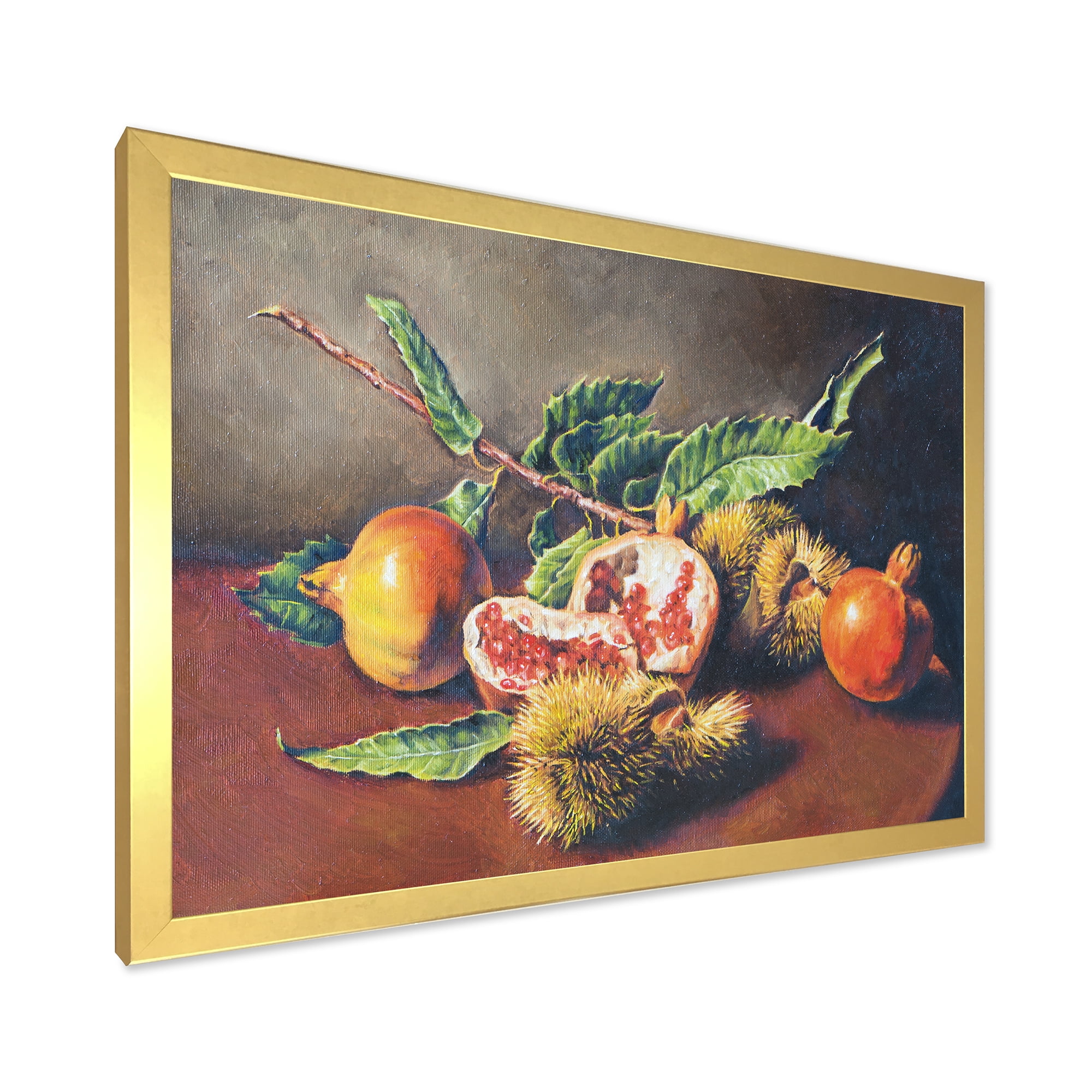 Designart 'Ancient Still Life of Orange Fruits' Traditional Framed Art Print