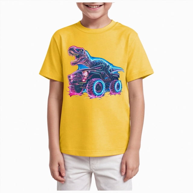 Gubotare T-Shirt de Compression pour Garçons T-Shirt pour Garçons T-Shirt Rétro pour Enfants T-Shirt Graphique à Manches Courtes Décontracté Randonnée Camping 2T 3T (Jaune,2-3 Ans)