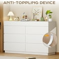 thumbnail image 4 of Ktaxon 6 Drawer Double Dresser with Mirrow Wood Dresser Storage Cabinet Drawer Organizer Chest of Drawers, White, 4 of 16