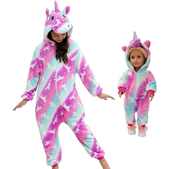 Unicorn Pyjama Costume Assorti Poupée et Filles Cadeaux