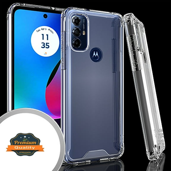 Xpression Cover for Motorola Moto G Play 2023 Ultra Slim Frame Shockptoof Hybrid Rubber Silicone Gummy TPU Clear Hard Back Protective Phone Case - Transparent