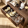 thumbnail image 4 of Aufeile Set of 3 Sideboard Buffet Cabinet with Storage, Modern Modular Fluted Accent Cabinet with 3 Drawers & Adjustable Shelves for Dining Room Living Room, Walnut, 4 of 9