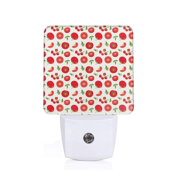 Balery Fresh Red Tomato Luz Nocturna LED con Sensor Automático, Enchufe con Sensor Crepuscular, Luz Suave de 0.5W para Dormitorio, Pasillo, Baño-UK