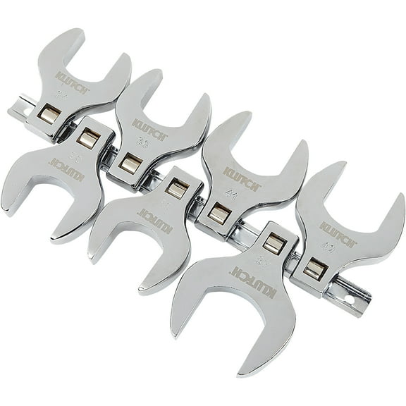 Klutch 7-Pc. 1/2in.-Drive Crowfoot Wrench Set, Metric, Chrome Finish, Model# PL81670