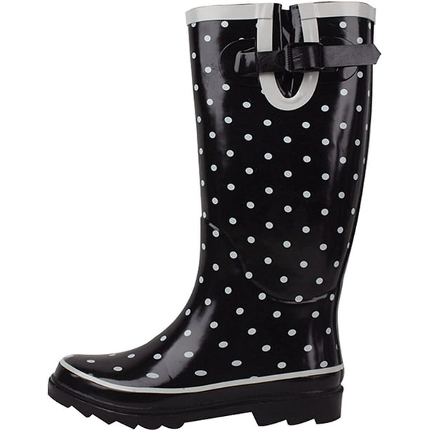 WRB Women's Rain Boots Rubber Waterpoof Mid Calf Colors Wellie Snow Wellington