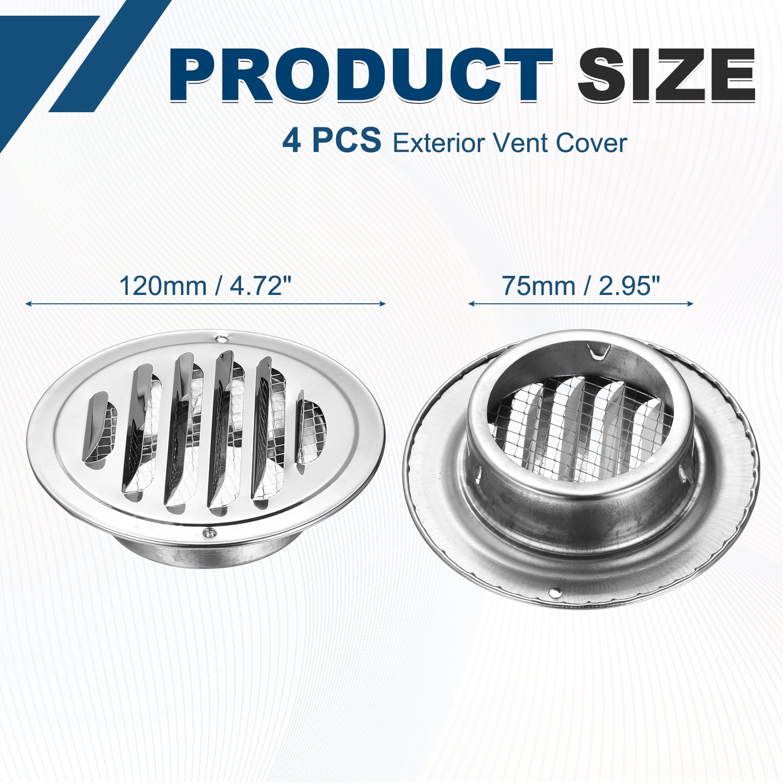 Uxcell 4pcs Stainless Steel Soffit Vent 3.2" Round Louver Grille Cover Air Vent Hood Soffit Exhaust with Screen Mesh for Wall Ceiling Mount Bathroom Garage Attic Ventilation