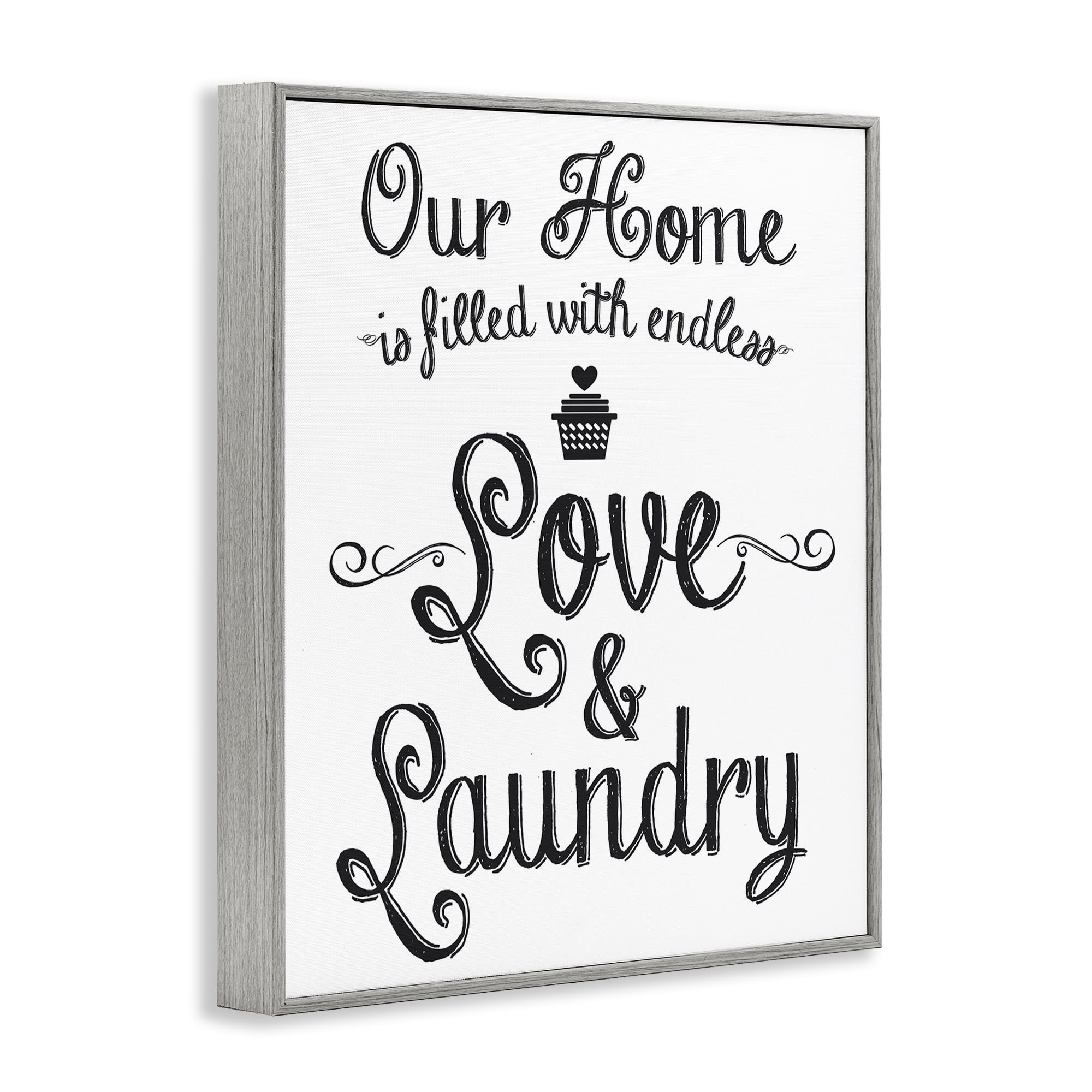 Stupell Industries Endless Love & Laundry Typography Painting Gray Framed Art Print Wall Art, 24 x 30