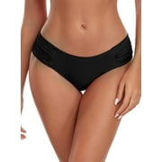 Ocean Blues Women's Full Coverage Bikini Bottom Mid Rise Ruched Sides Swim Bottoms