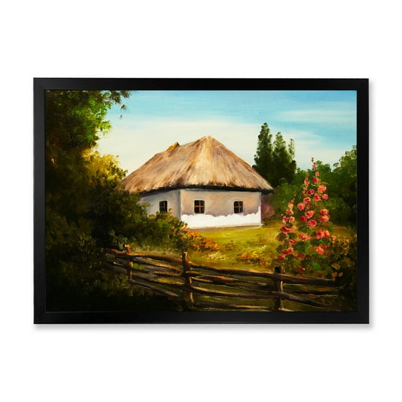 Designart 'House With Blossoming Flowers On The Mountain II' Traditional Framed Art Print