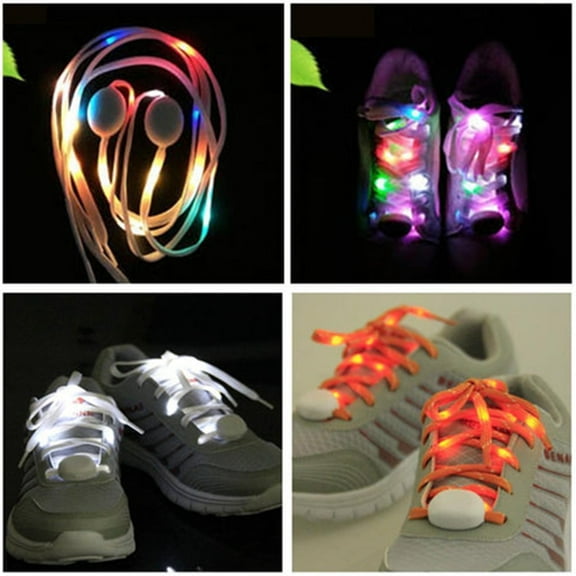 WNFJR LED Light-Up Shoelaces with 4 Modes - Colorful Glowing for Night Sports & Events, Replaceable Battery