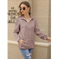 thumbnail image 5 of Ybenlow Women High Collar Sweatshirt Tops Quarter Zip Up Long Sleeve Pullover, 5 of 6