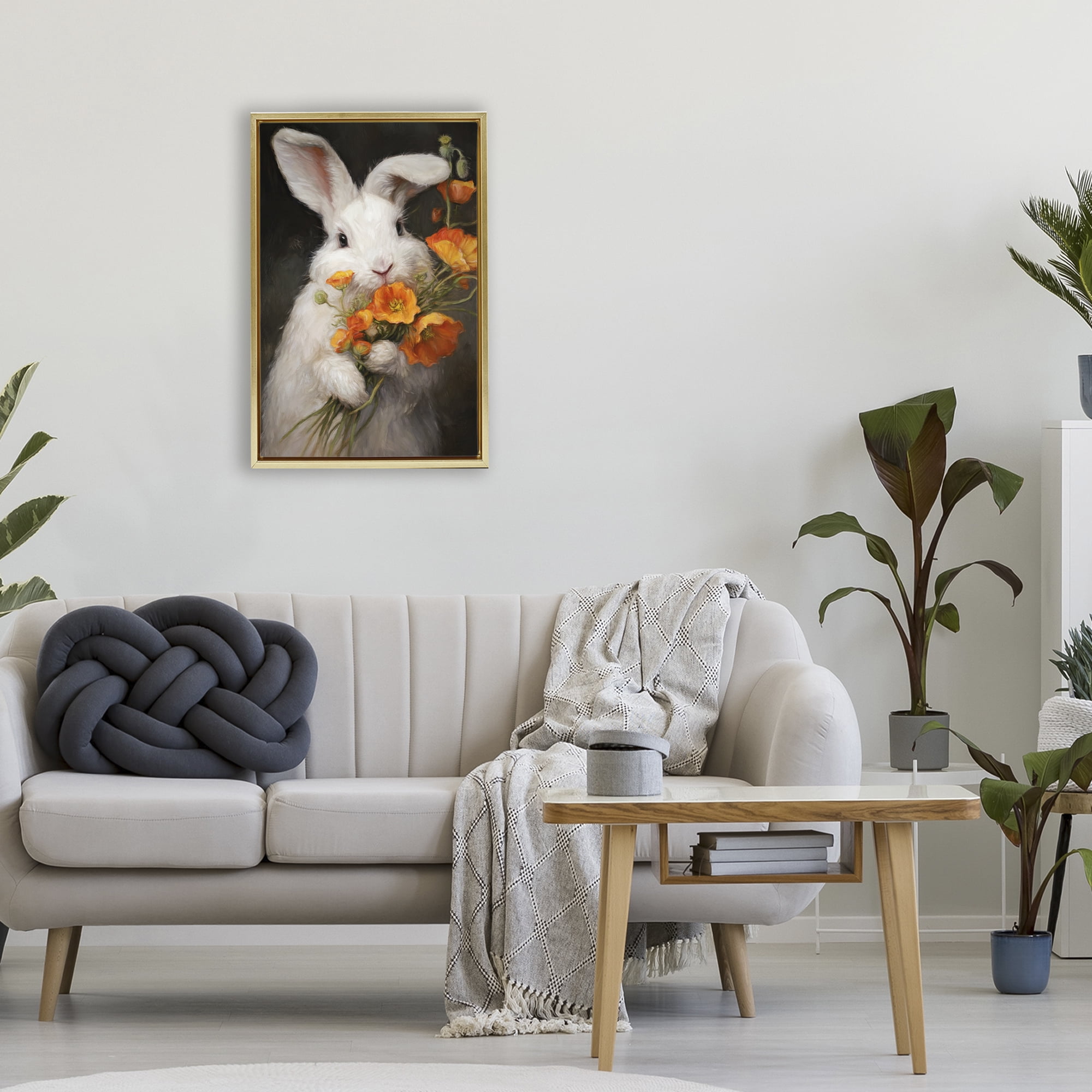 Stupell Industries Floppy Loves Her Poppies Gold Framed Floater Canvas Wall Art, design by Tina LeCour