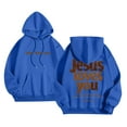 thumbnail image 2 of idosla Hoodies for Women Trendy Jesus Loves You Hoodie Oversized Long Sleeve Christian Sweatshirts Outfit (Blue, M), 2 of 7
