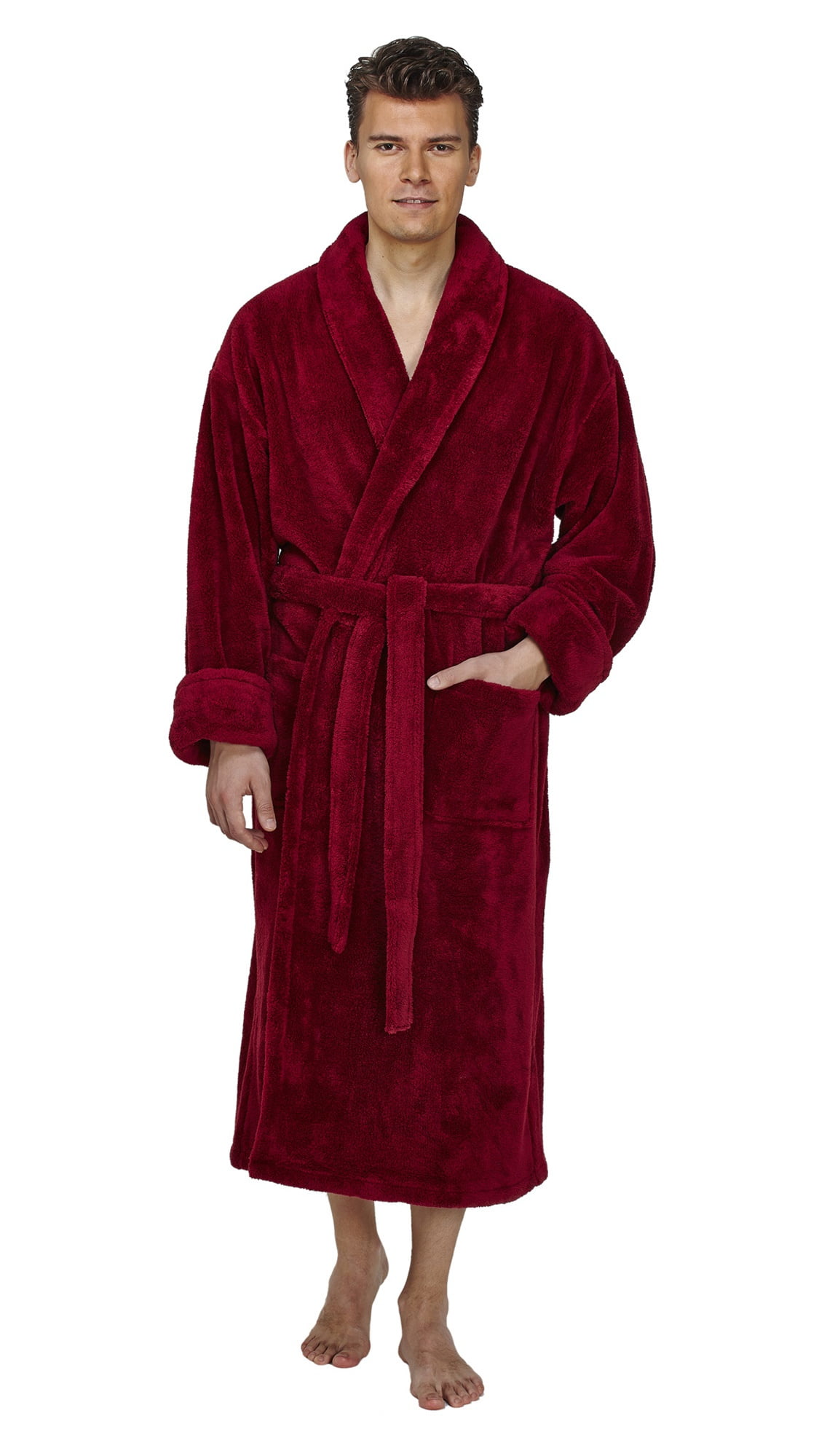 Men's Shawl Collar Fleece Plush Robe Turkish Bathrobe - Walmart.com