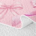 thumbnail image 5 of Erosebridal Soft Satin Bow Ribbon Quilt King for Girls, Romantic Floral Print King Coverlet Set, 3-Piece 1 Bedspread and 2 Pillowcases, 5 of 7