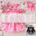thumbnail image 6 of Enyan Newborn Baby Girl Fall Winter Clothes Long Sleeve Romper Top+Suspender Dress+Headband 3-Piece Set Infant Cute Casual Outfits Hot Pink,0-3 Months, 6 of 7