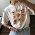 thumbnail image 2 of T-Shirts Graphiques Imprimés Pêches Femmes Mignons Cottagecore Esthétique T-Shirts Manches Courtes Rétro Grunge Hauts Vêtements, 2 of 11