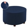 thumbnail image 2 of Round Ottoman Cover, Stretch Ottoman Slipcover Round Ottoman Storage Cover Folding Stool Covers Furniture Protector Covers, Fit Dia 20" - 23" (Navy Blue, Medium), 2 of 8